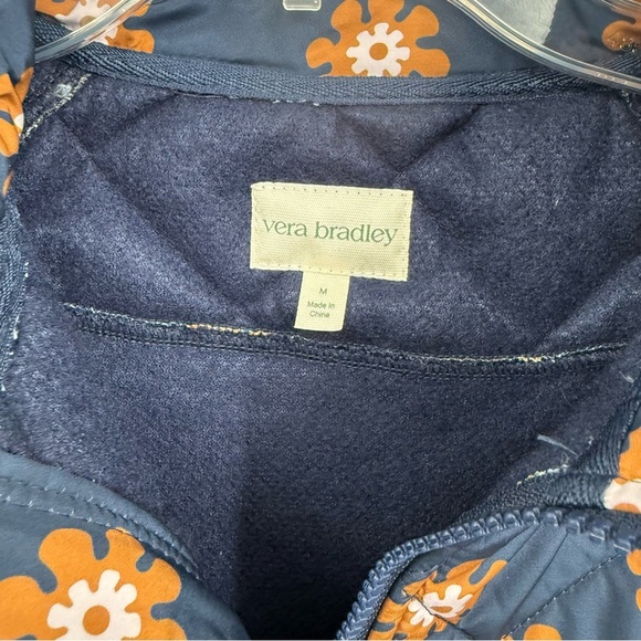 Vera Bradley 1/4 Zip Jacket Womens Size Medium Teddy Fleece Quilted Floral Blue - Picture 6 of 9
